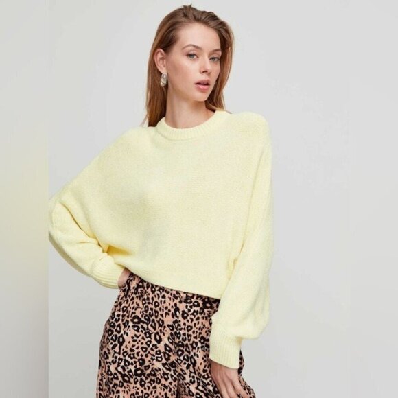Aritzia Sweaters - Aritzia Wilfred Mimi Sweater in Fluro Lime cropped batwing yellow soft cozy L